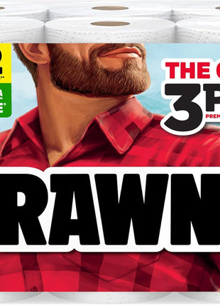 Brawny Tear A Square 3 Ply Paper Towels, 6 Double Rolls = 12 Regular Rolls, Strong, Absorbent, and Durable with 3 Sheet Sizes (Quarter, Half, Full)