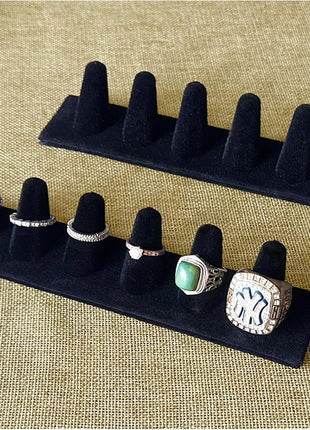 Black Velvet Ring Display, Ring Holder Display for Jewelry Stand, Ring Displays for Selling, Jewelry Display Stand and Ring Organizer for Ring Storage, 2 Pcs