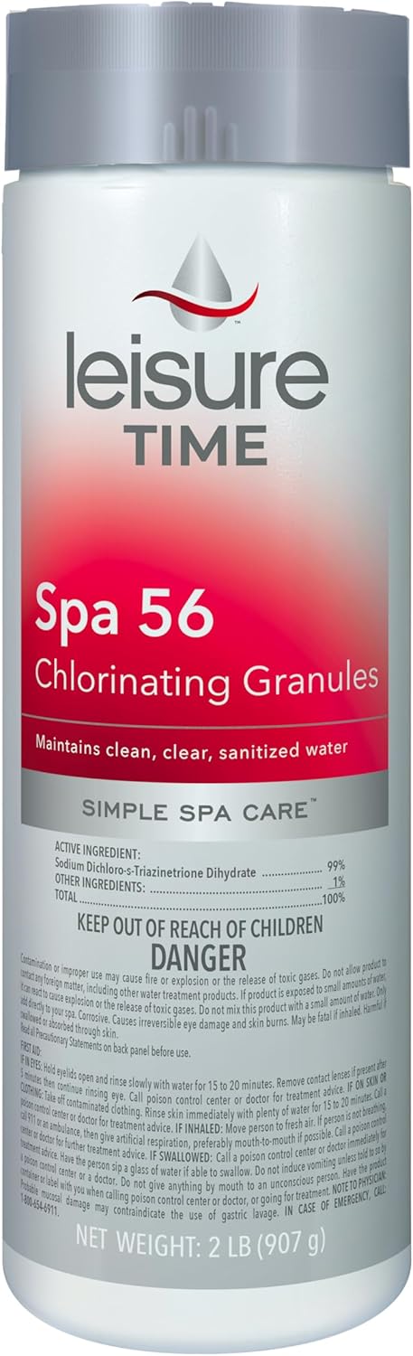 Leisure Time 22337A Spa 56 Chlorinating Granules, Bucket for Crystal Clear Water Maintenance, 2lbs