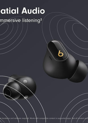 Beats Studio Buds + | True Wireless Noise Cancelling Earbuds, Enhanced Apple & Android Compatibility, Built-in Microphone, Sweat Resistant Bluetooth Headphones, Spatial Audio - Black/Gold