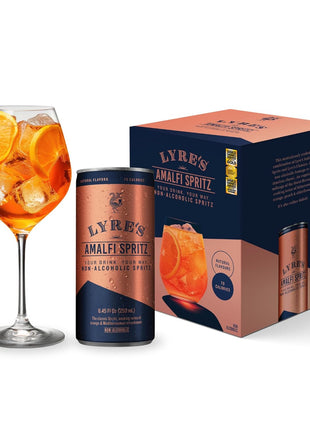 Lyre's Amalfi Spritz 4-Pack, Ready to Drink Non-Alcoholic Sparkling Mocktail, Award-Winning Zero Proof Italian Aperitif and Non Alcoholic Prosecco, 70 Calories per Can (8.45 Fl Oz x 4)
