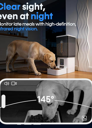 12L Large Dog Automatic Feeder with HD Camera: 50 Cups/20-Day Food Capacity | Easy Setup Timed Dog Feeder for Travel & Business Trips, Anti-Clog for 2-18mm Large Kibble
