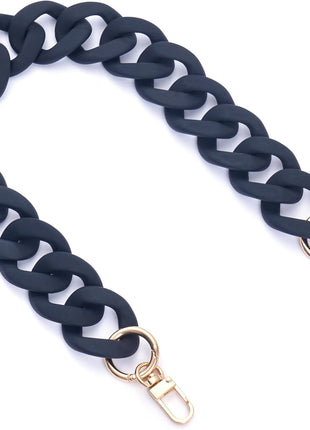 AUMEY Large Flat Chain Strap - Acrylic Luxury Handbag Strap Fashionable Replacement Purse Clutches Handles for DIY Crafts, 15.7 inch of Each ... (02- Black)