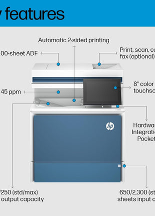 HP Color LaserJet Enterprise MFP 5800dn Printer, Print, Scan, Copy, Best for Business (6QN29A)