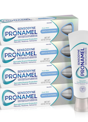 Sensodyne Pronamel Gentle Teeth Whitening Enamel Toothpaste for Sensitive Teeth, to Reharden and Strengthen Enamel, Amazon Exclusive, Fresh Mint - 4 Ounces (Pack of 4)