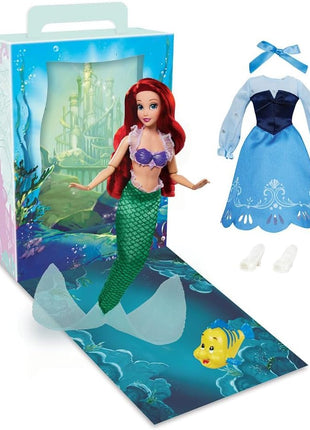 Disney Store Official Ariel Story Doll - 11 Inches - Includes Coloring Book and Additional Dress, Princess Doll in Classic Outfit, Disney Princess Toys