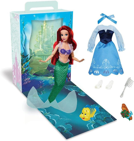 Disney Store Official Ariel Story Doll - 11 Inches - Includes Coloring Book and Additional Dress, Princess Doll in Classic Outfit, Disney Princess Toys