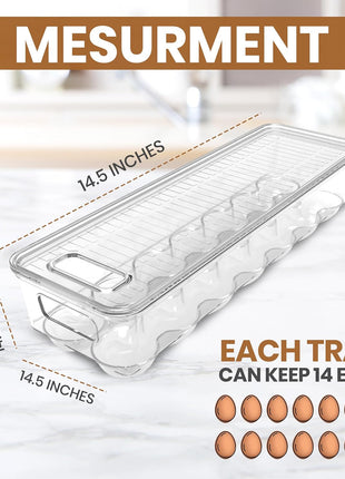 Utopia Home Egg Holder for Fridge, Stackable Egg Container, 2 Pack, Clear | With Lid and Handle, For Refrigerator Organization, Egg Holder For Kitchen or Pantry Organizers and Storage