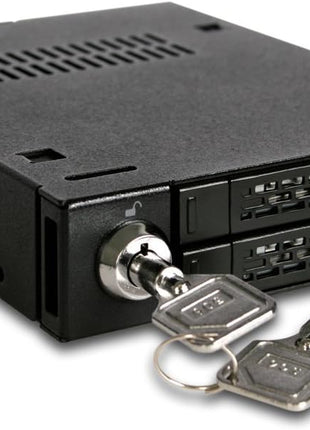 ICY DOCK Full Metal 2 Bay 2.5 inch SATA/SAS HDD & SSD Mobile Rack for External 3.5 inch Drive Bay | ToughArmor MB992SK-B
