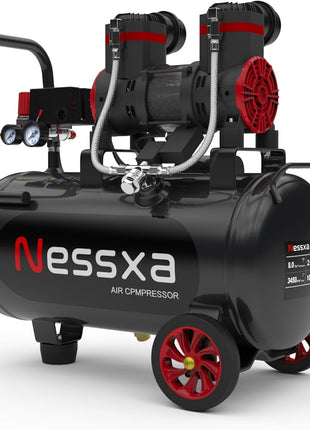 10 Gallon Ultra Quiet Air Compressor with Two Quick Couplers, 2HP 8.76 CFM@ 115PSI Pressure Oil-Free Air Compressor Tank, 70dB Quiet Compressor for Auto Repair, Tire Inflation 110V/60hz
