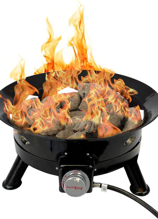 Flame King Smokeless Propane Fire Pit, 24-inch Portable Firebowl, 58K BTU with Self Igniter, Cover, & Carry Straps for RV, Camping, & Outdoor Living