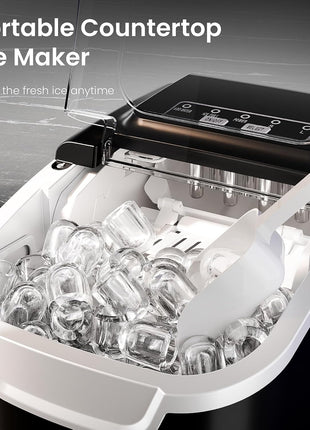 AGLUCKY Ice Makers Countertop with Self-Cleaning, 26lbs/24hrs, 9 Cubes Ready in 6 Mins, Portable Ice Machine with 2 Sizes Bullet Ice/Ice Scoop/Basket for Home/Kitchen/Office/Bar/Party, Red