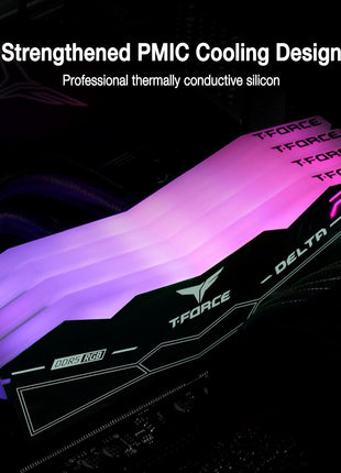 TEAMGROUP T-Force Delta RGB DDR5 Ram 32GB (2x16GB) 6400MHz PC5-51200 CL38 Desktop Memory Module Ram for 600 700 Series Chipset XMP 3.0 Ready Black FF3D532G6400HC38JDC01