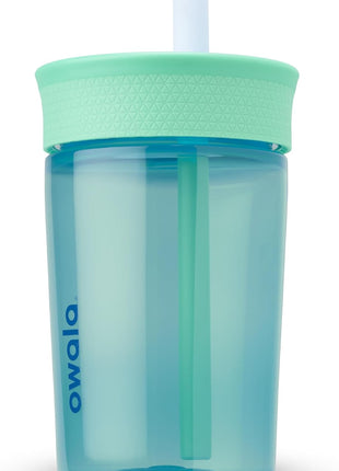 Owala Tumbler Kids Plastic Water Bottle 15 oz Blues | Spill-Resistant Lid | Reusable Straw | Cup-Holder Friendly | BPA, Lead, and Phthalate-Free
