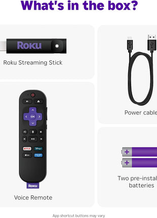 Roku Streaming Stick HD — HD Streaming Device for TV with Roku Voice Remote, Free & Live TV
