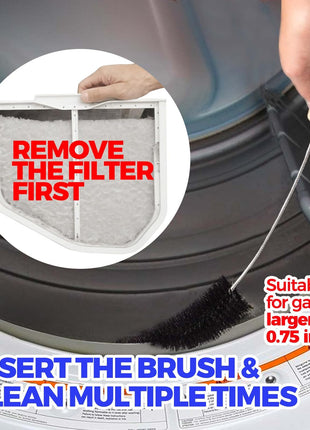 Holikme Dryer Vent Cleaner Kit, 3 Pcs Replacement Lint Brush for Vent Trap | Dryer Vent Cleaning Kit with Crevice Tool - Deep Lint Brush for Dryer Trap & Filter, Flexible Nylon Bristles