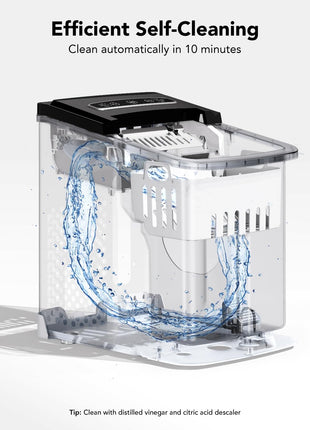 GoveeLife Smart Countertop Ice Makers, Portable Ice Maker Machine with Self-Cleaning, 6 Mins 9 Bullet Ice, 26lbs/24Hrs, Voice Remote for Home Kitchen Party Camping, with Ice Scoop Stainless Silver