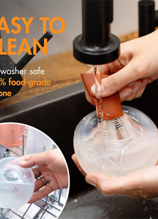 Boon Trove Silicone Manual Breast Pump - Discreet Milk Collector - 2 Count | Hands Free Breast Pump, Includes Canvas Travel Pouch, Breastfeeding Essentials, Passive Suction, Collects Up To 3 Ounces