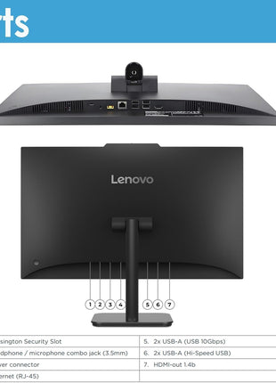Lenovo 24 23.8" Intel 4-Core 16GB 512GB SSD All-in-One Desktop Computer | FHD IPS Anti-Glare Screen AIO, WiFi 6, USB Keyboard and Mouse, Office 365, Windows 11, Charcoal