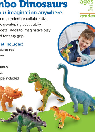 Learning Resources Jumbo Dinosaurs Set 1 - Kids Dinosaur Toys, Large Dinosaur Figures, Figurines for Kids, Toddler Animal Figurines, Dino Bath Toys, Play Dinosaurs, Prehistoric Animals, Dino Gifts