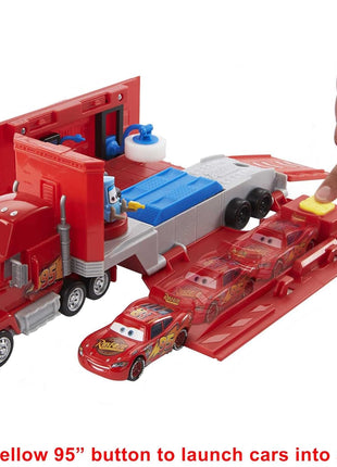 Mattel Disney and Pixar Cars Transforming Mack Playset | 2-in-1 Toy Truck & Tune-Up Station with Launcher, Lift & More, Movie-Inspired Graphics