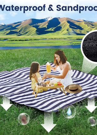 sapsisel 80 inchx 80 inch Picnic Blanket Extra Large, Waterproof and Foldable Beach Blanket, 3-Layer Outdoor Blanket for 6 to 8 Adults, for Camping, Park, Beach, Grass, Indoors…