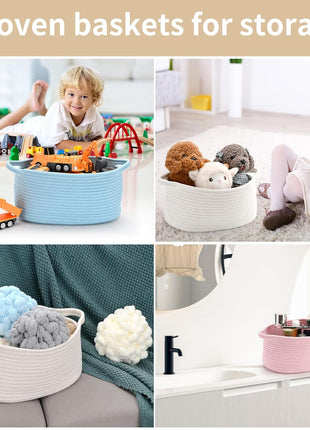 Happyiren Cute Woven Storage Basket with Handle, Baskets for Gifts Empty, Gift Baskets for Birthday Baby Shower Raffle Burr Fundraiser, Decorative Organizer Box for Baby Toy Pet, 13 inch D x 8 inch W x 6 inch H