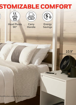 Honeywell TurboForce Air Circulator, Small Tabletop Fan, Quiet Personal Fan for Home or Office, 3 Speeds, 90 Degree Pivoting Head, Black, HT900 | Quiet Personal Fan for Home or Office, 3 Speeds, 90 Degree Pivoting Head