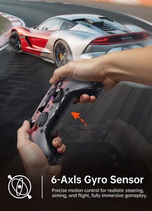 GUSGU G7 Wireless Gaming Controller with Interactive Screen, 1000Hz Polling Rate, Hall Joysticks & Triggers, 4 Programmable Buttons, Compatible with PC, Switch1, PS4, iOS, Android, Red