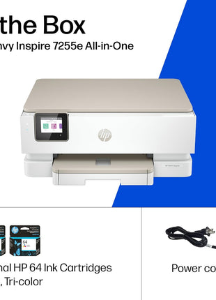 HP Envy Inspire 7255e Wireless Color Inkjet Printer, Print, scan, copy, Easy setup, Mobile printing, Best-for-home, 3 month Instant Ink trial included, AI-enabled (1W2Y9A)