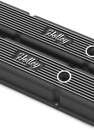 Holley Sbc Holley Valve Covers,Finned,W/Emis,Bl