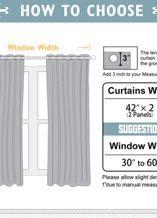 ChrisDowa Blackout Curtains for Bedroom and Living Room 63 Inches Long | 2 Panels Set, Thermal Insulated, Light Blocking, Room Darkening, Grommet, Window Drapes, Dark Grey, 42 x 63 Inch