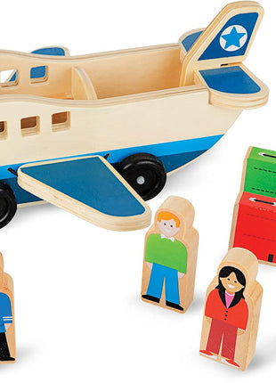 Melissa & Doug Wooden Airplane Play Set with 4 Play Figures and 4 Suitcases