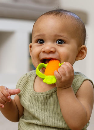 Infantino Lil' Nibbles Textured Silicone Teether, BPA-Free Baby Teething Toy, Soft, Easy to Hold, Sensory Stimulation for Infants, Carrot