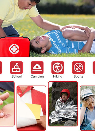 Travel-First Aid-Kit Car-Home 300PCS Survival-Kit Outdoor-Adventure - Small Portable Red Emergency Essential Sets Office Hiking Camping Business Public Must Have First Aid Gear Equipment 1st Aid
