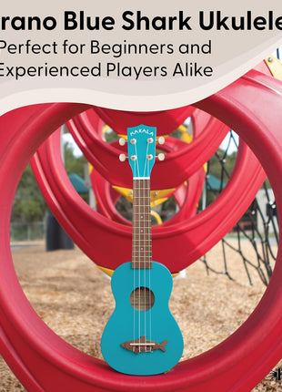 Kala MK-SS/BLU Makala Shark Soprano Ukulele, Blue, One Size
