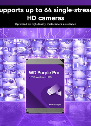 Western Digital 18TB WD Purple Pro Surveillance Internal Hard Drive HDD - SATA 6 Gb/s, 512 MB Cache, 3.5 inch - WD181PURP