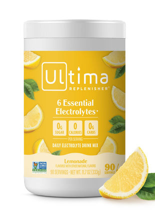 Ultima Replenisher Daily Electrolyte Powder Drink Mix, 90-Serving Canister | Zero Sugar Lemonade Hydration Powder with 6 Electrolytes & Minerals - Sugar Free, Plant-Based & Keto Friendly