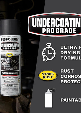 Rust-Oleum 248656 Professional Grade Rubberized Undercoating Spray, 15 oz, Black