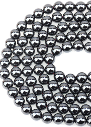 LPBeads 100PCS 8mm Natural Hematite Beads Gemstone Round Loose Beads for Jewelry Making with Crystal Stretch Cord
