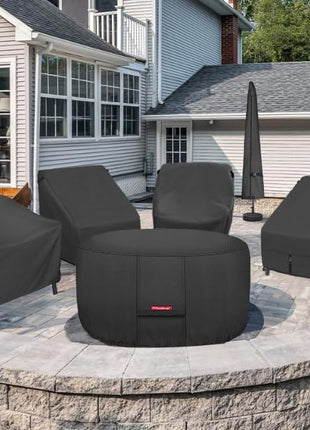 Porch Shield Fire Pit Cover - Waterproof 600D Heavy Duty Fade Resistant Round Patio Fire Bowl Cover Black - 36 inch