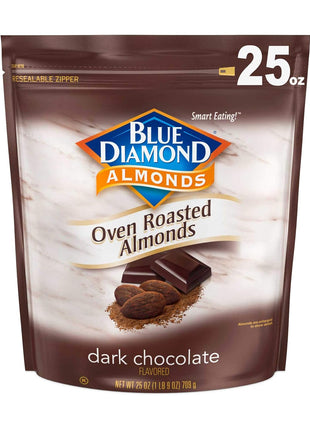 Blue Diamond Almonds, Oven Roasted Dark Chocolate Flavored Snack Nuts, Plant-Based Protein and Fiber, Perfect for Events, Holidays, Parties, and Lunch, Guilt-Free Snacking with Real Cocoa, 25 Oz Resealable Bag (Pack of 1)