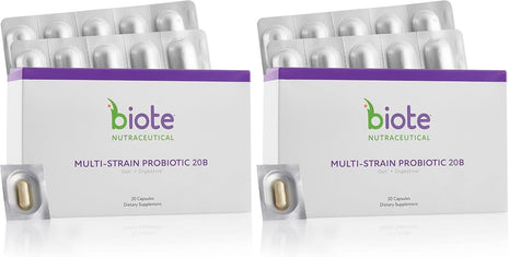 Biote Nutraceuticals - Multi-Strain PROBIOTIC 20B - Gut + Digestive (30 Capsules) (Pack of 2)