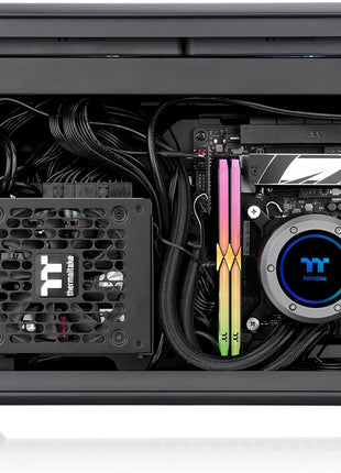 Thermaltake TR100 SFF Chassis; mITX Support; 18.9 Liters; PCIe 4.0 Riser Cable Included; 360mm GPU Clearance; 280mm Radiator Support; Removable PCIe Bracket; Black; CA-11A-00S1NN-00