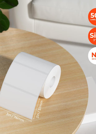 MUNBYN 3x2 Inch White Thermal Labels, Thermal Sticker Labels for Price, Barcode, Mailing, Name, 500 Sheets/1 Roll