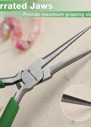 SPEEDWOX 4.5" Mini Needle Nose Pliers, Thin Serrated Jaw for Jewelry Making | Micro Precision Long Nose Pliers, Wire Looping Fine Chain Nose Plier for Beading, Hobby, Craft Supplies, Jewelry Making Tool