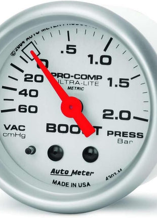 Auto Meter 4303 Ultra-Lite Mechanical Boost/Vacuum Gauge, 2.3125 in.