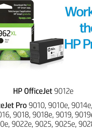HP 962XL Black High-yield Ink Cartridge for HP Printers | Works with Printer Series: OfficeJet 9010, Pro 9010, 9020 | Eligible for Instant Ink | 3JA03AN