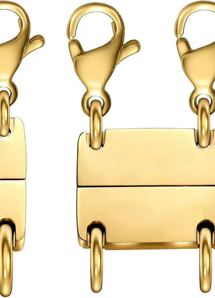 Qulltk Necklace Layering Clasp Magnetic Clasps for Jewelry, Gold and Silver Separator for Stackable Necklaces and Chains