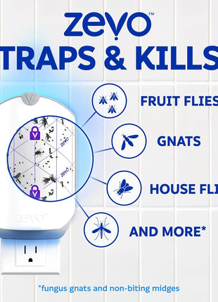 Zevo Flying Insect Trap Refill   for The Zevo MAx & Standard Indoor Fly Trap   Catch Gnats, House & Fruit Flies   Easy to Use   Mess Free Disposal (4 Refill Cartridges)